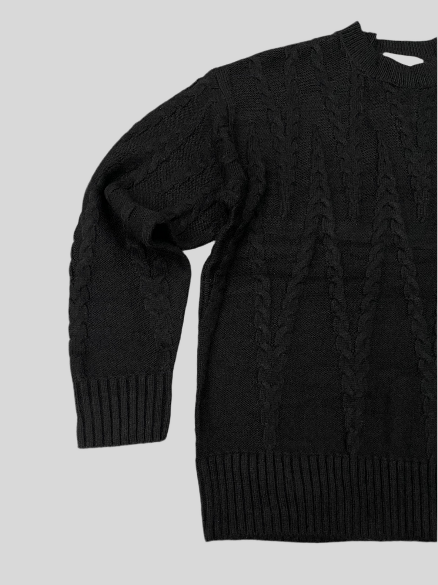 Waffle knit jumper Black