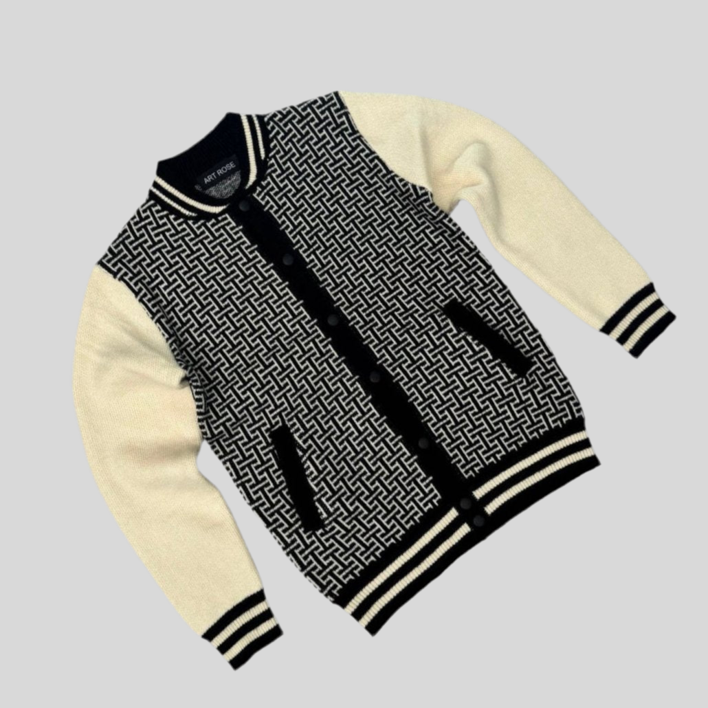 Knitted baseball jacket Black