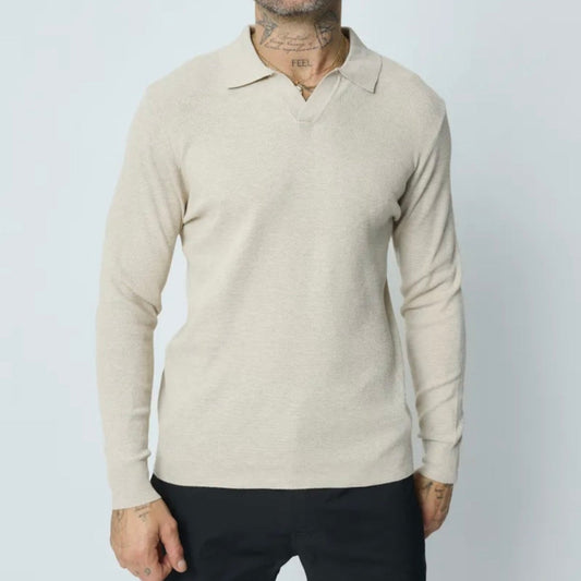 Tricot polo Beige