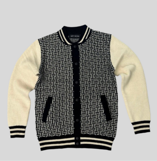 Knitted baseball jacket Black